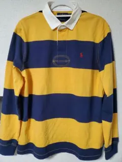 ​【新品・タグ付】ポロ ラルフローレン ラガーシャツ ボーダー 紺 黄 Lサイズ