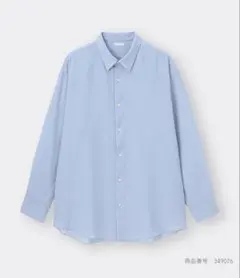 GU ジーユー イージーケアシアーオーバーサイズシャツ 長袖 ブルー XL