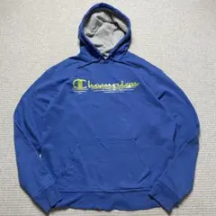 れ*と様 Champion スウェットパーカー ブルー フロントロゴ Lサイズ