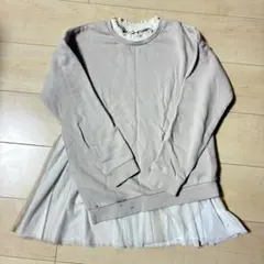 ブランシェス ベージュ フリル付き長袖カットソー 150cm