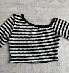 肩出しトップス ボーダー ショート丈