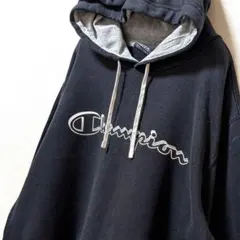 チャンピオンChampion ロゴ スウェットパーカー ブラック黒 L 古着