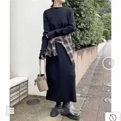 【Spick & Span】リブニットワンピース ブラック