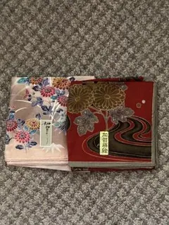シルクハンカチ 花柄 波模様　2枚