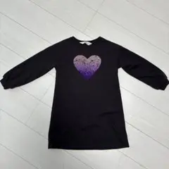 【H＆M】ワンピース　ブラック　ハートのスパンコール110〜120cm