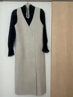 【美品】ZARA ジレ ロングワンピース ベージュ XS