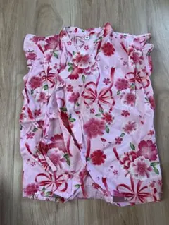 ベビー甚平 ピンク 花柄 80cm