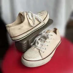 キャンバススニーカー 25.5cm ローカット アイボリー 生成り