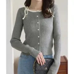 KOBE LETTUCE 肩リボンニットカーディガン