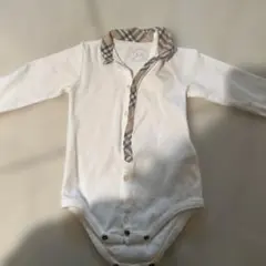 p*o様 バーバリーホワイトロンパース 12ヶ月 チェック柄襟