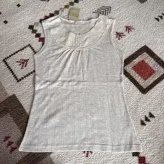 ホワイト レース付きタンクトップ M