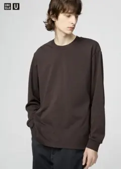 美品 UNIQLOエアリズムコットンクルーネックT L ブラウン