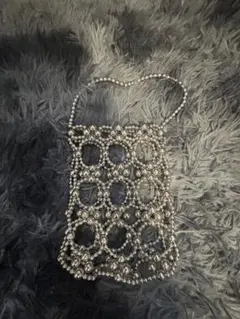 ビーズミニバッグ ビジュー オケージョン シルバー