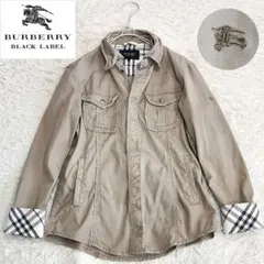 バーバリーブラックレーベル❣️ミリタリージャケット　L　ノバチェック　グレージュ