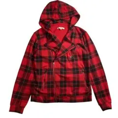 美品　FULL LIFE 赤黒 チェック ライダース パーカー Y2K パンク