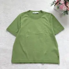 ザラ 半袖サマーニット 美品 レディーストップス シンプル ベーシック 無地 緑