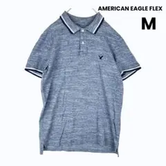 AMERICAN EAGLE FLEX 鹿の子 ポロシャツ ブルー Mのサムネイル