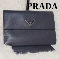 PRADA プラダ サフィアーノ 三つ折り 財布 三角ロゴ　ブラックのサムネイル