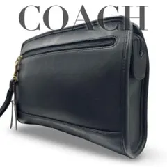 【ヴィンテージ】コーチ　クラッチバッグ　レザー　9933 ブラック　ロゴチャーム