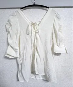 値下げ〇 Wcloset バックレースアップ パフスリーブ ブラウス ホワイトのサムネイル