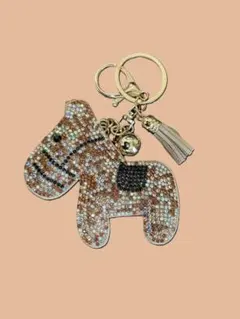 馬のキーホルダー・キーリング　アクセント　ポニー　ラメ　チャーム　新品未使用