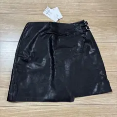 新品未使用　EVRIS ブラック フェイクレザー　ラップスカート Sサイズ