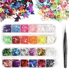 極薄ネイルパーツ 蝶 ネイルアート ホログラムグリッターラメ スパンコール