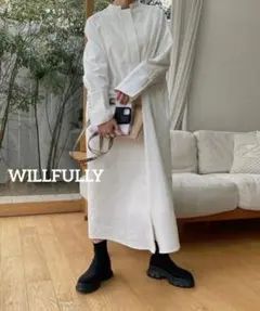 新品 willfully ウィルフリー ロングシャツワンピース タックスリーブ