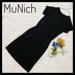 美品✨ 日本製 Munich ミューニック 切替ロングワンピース 半袖 ブラックのサムネイル