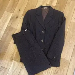 レディース　ストライプ　スーツセットアップ　9号　日本製　ジャケット　パンツ