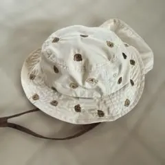 petit main 52cm 刺しゅうバケットハット くま クリーム