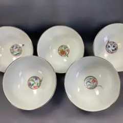 深川製磁　丸紋京華　仙茶揃　茶器　煎茶　湯呑み　花　丸紋　グリーン　緑