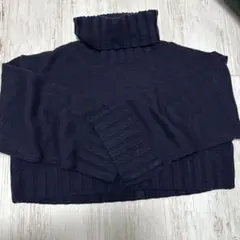 H&Mハイネックセーターブルー青Mサイズショート丈