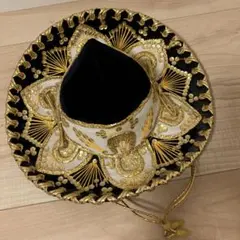 メキシカンハット ソンブレロ ゴールド刺繍 スパンコール装飾 - メルカリ