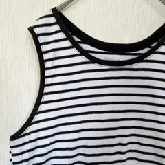 ヘインズ ボーダー タンクトップ クルーネック XL 白 黒 ビッグサイズのサムネイル