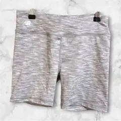 ニューバランス タイト ショートパンツ 杢柄 L 灰色 混紡素材 ランニングジム