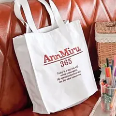 【タイムセール】AnnMiru アンミル トートバッグ キャンバス刺繍ロゴトート