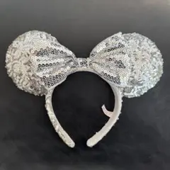 シルバー スパンコール ミッキーマウス カチューシャ