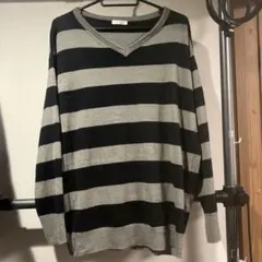 CINEMA CLUB ボーダー Vネックセーター L