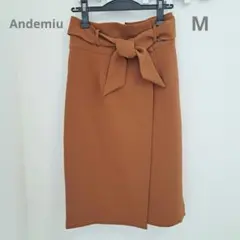【M】極美品 Andemiu リボンベルト付き タイトスカート テラコッタのサムネイル