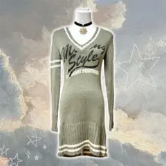 値下げ◎y2k 平成ギャル フェアリーグランジ 森ガール Vネック ニットワンピ