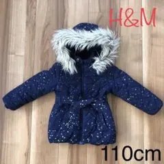 110cm H&M キッズ 中綿ジャケット ファー リボン付き ハート