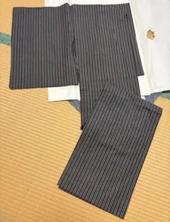 【売り切りたいです】唐桟縞　正絹　単衣　ストライプ　ブラウン　グリーン　夏物のサムネイル