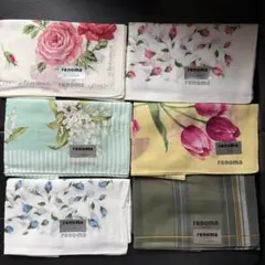 【renoma】ハンカチ 6枚セット ★ギフトパッケージ2枚付き★