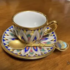 スプーン付き、デミタスコーヒーカップ&ソーサー