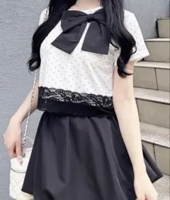 【新品 未使用】 INGNI リボン付き裾レースTシャツ