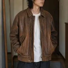 90s ヴィンテージ MEN'S ROBO 短丈 ラムレザー フライト Lのサムネイル