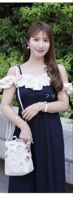 新品　タグ付き　アリシア　しまむら　フリルキャミワンピース ネイビー