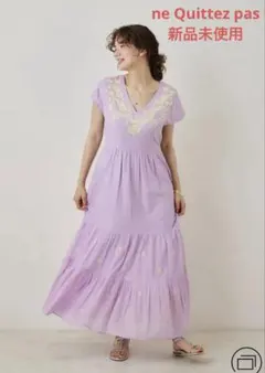 ヌキテパ 美品 コットンボイルティアードワンピース M 紫 定価2.4万円 セール】【NE QUITTEZ PAS/ヌキテパ】コットンボイルティアード