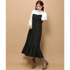 ビスチェ風ツイードマーメイドドレス 結婚式 ワンピース ドレス Select Shop ビスチェ風マーメイドドレス ブラック/M｜結婚式